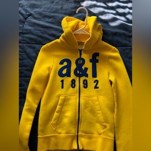 Boys Abercrombie zip hoodie, yellow, size large (12-14)